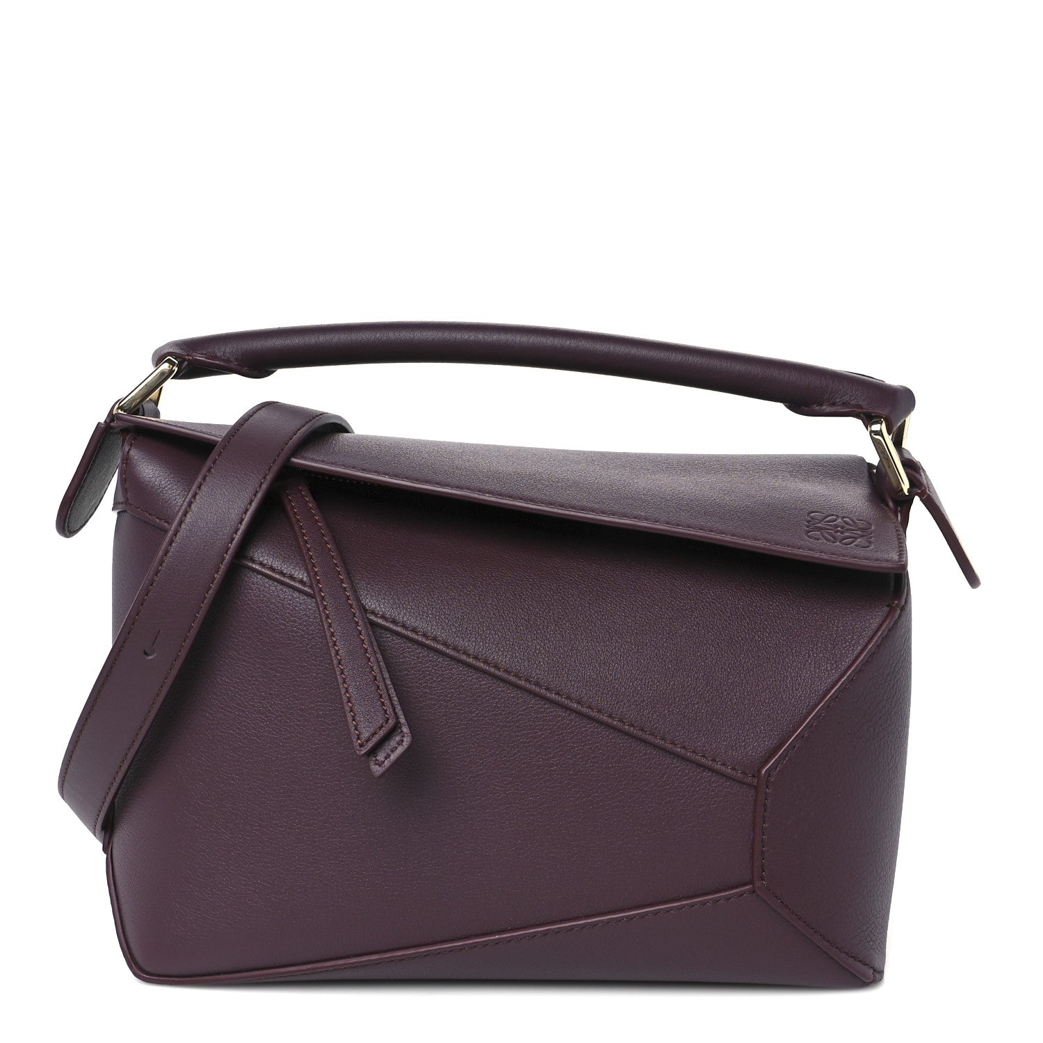 Loewe Soft Grained Calfskin Small Puzzle Edge Bag Dark Burgundy 1 of 11