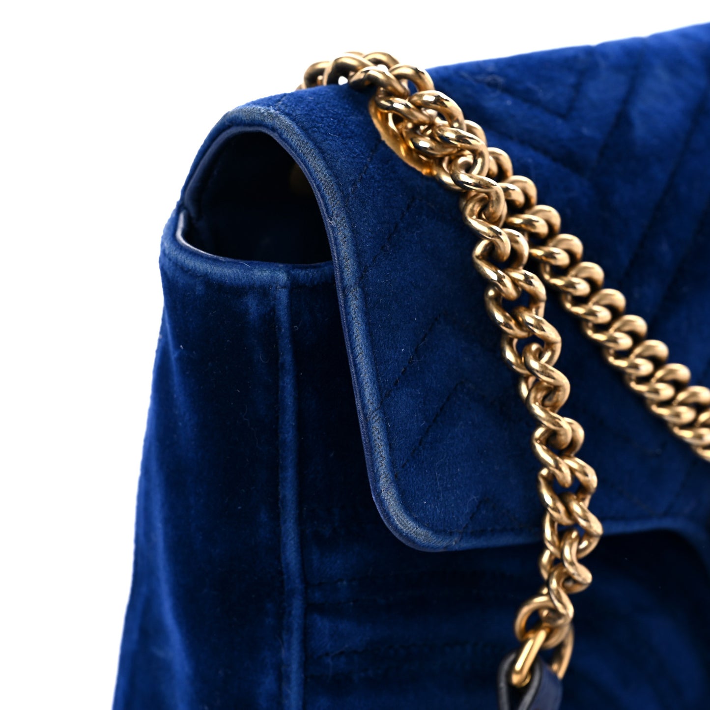 Velvet Matelasse Medium GG Marmont Shoulder Bag Cobalt Blue