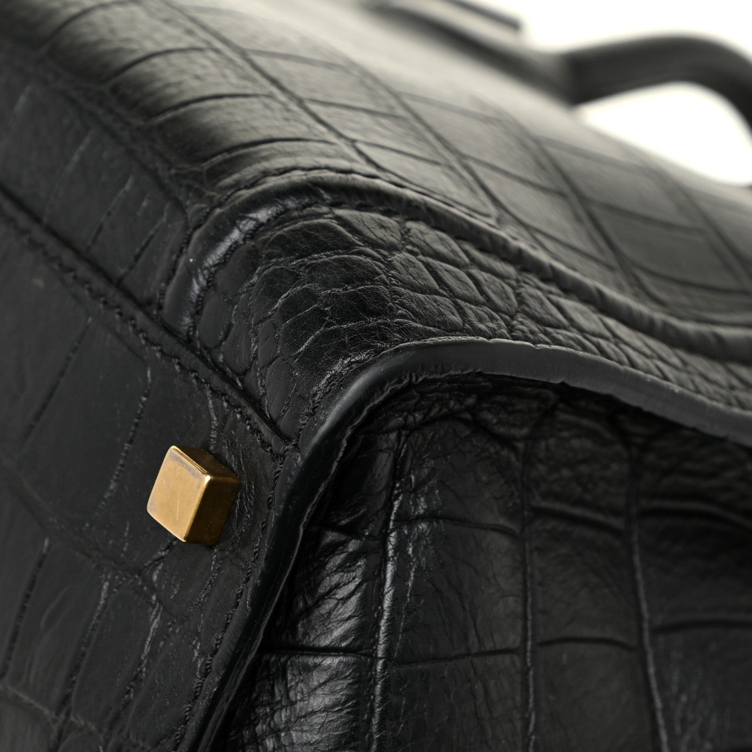 Celine Crocodile Embossed CELINE Calfskin Crocodile Embossed Medium Phantom Luggage Black Medium Phantom Luggage Black 11 of 16
