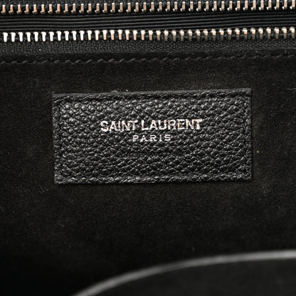 Saint Laurent Grained Calfskin Small Cabas Rive Gauche Black 6 of 12