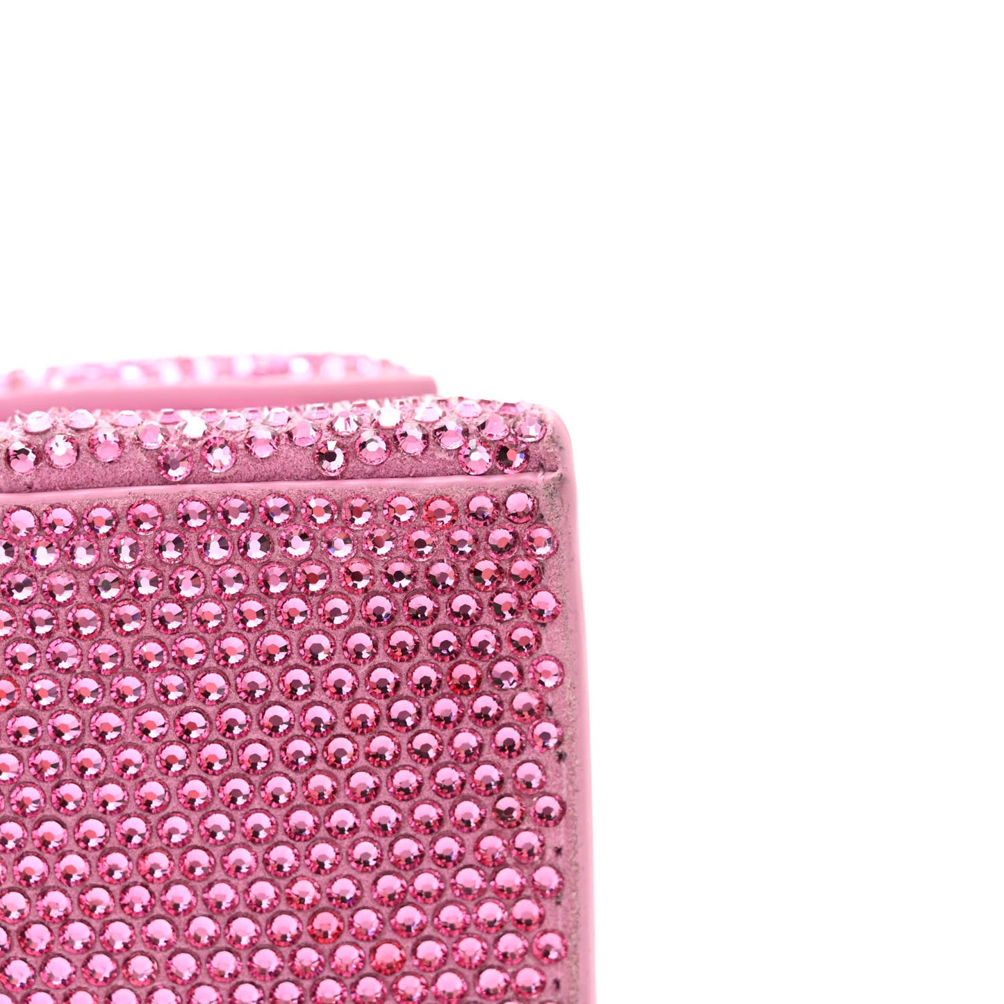 Strass Suede Hourglass Top Handle Bag XS Pink