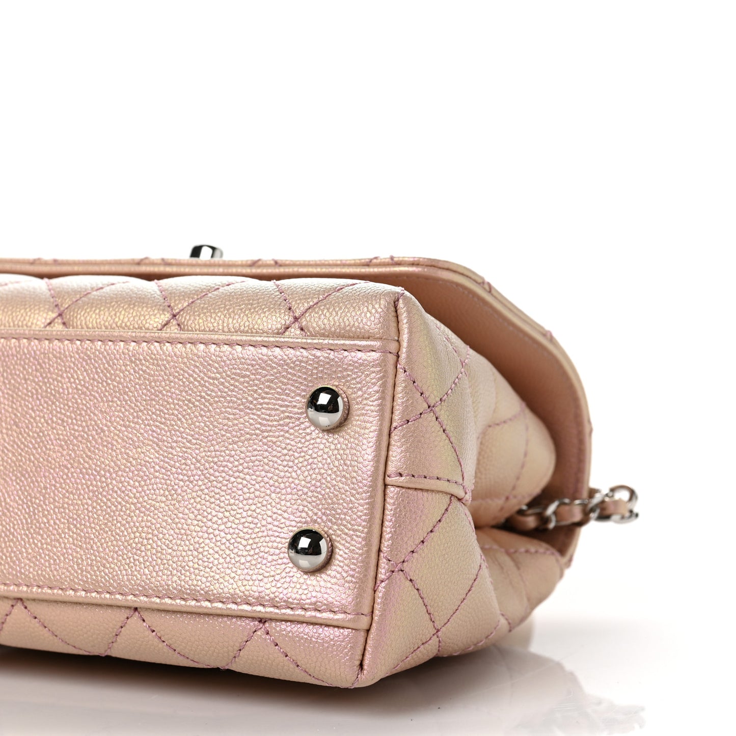 Iridescent Caviar Quilted Extra Mini Coco Handle Flap Light Pink