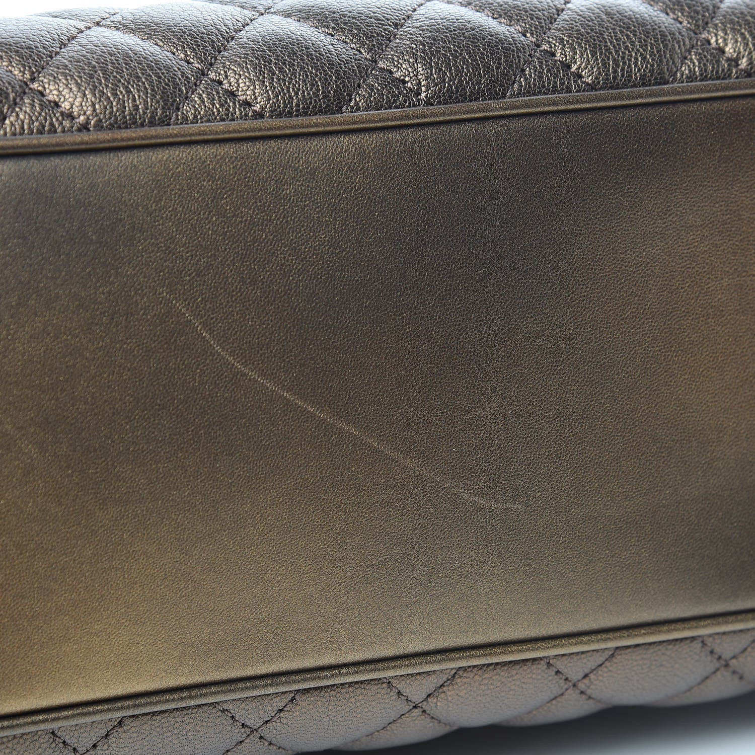 Chanel Metallic Grained Calfskin Quilted Shopping Tote Dark Gold 14 of 14