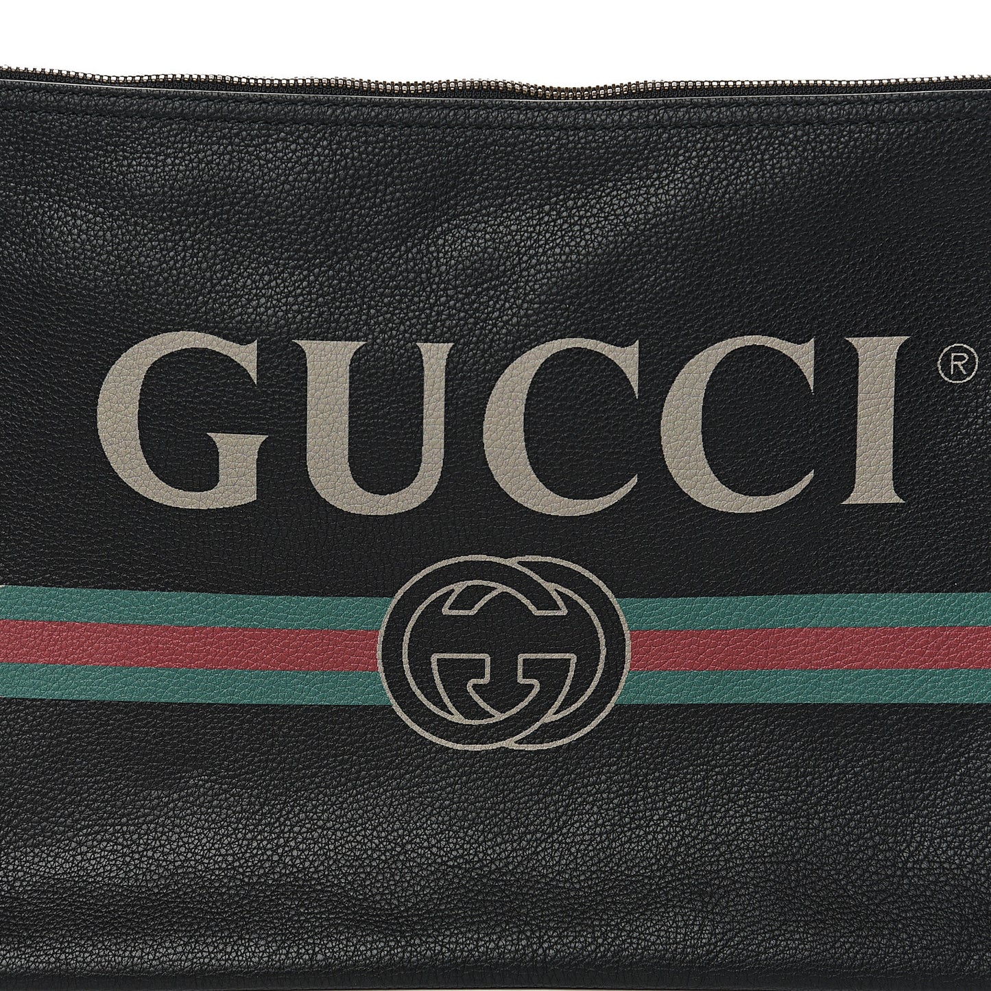 Pebbled Calfskin Large Logo Portfolio Clutch Black