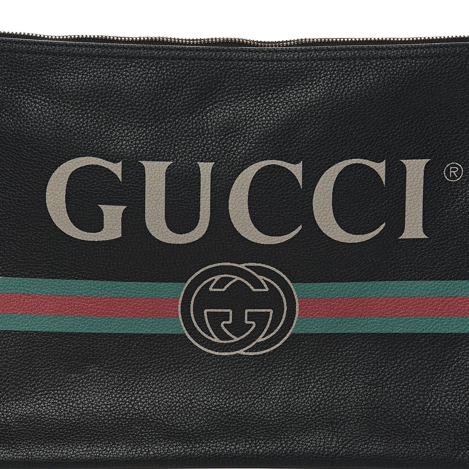 Gucci Pebbled Calfskin Large Logo Portfolio Clutch Black 8 of 8