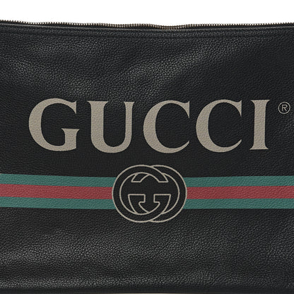 Gucci Pebbled Calfskin Large Logo Portfolio Clutch Black 8 of 8