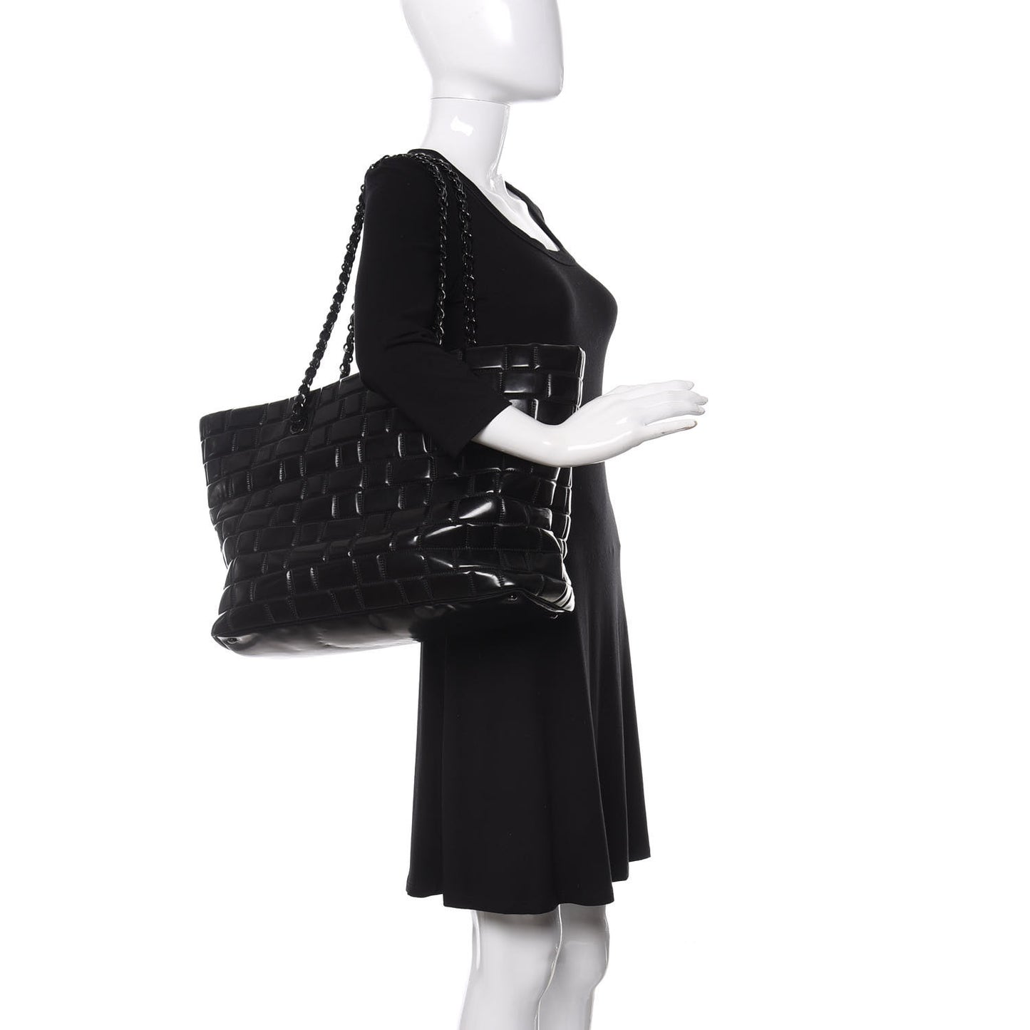 Vinyl Quilted Frozen Shopping Tote Black
