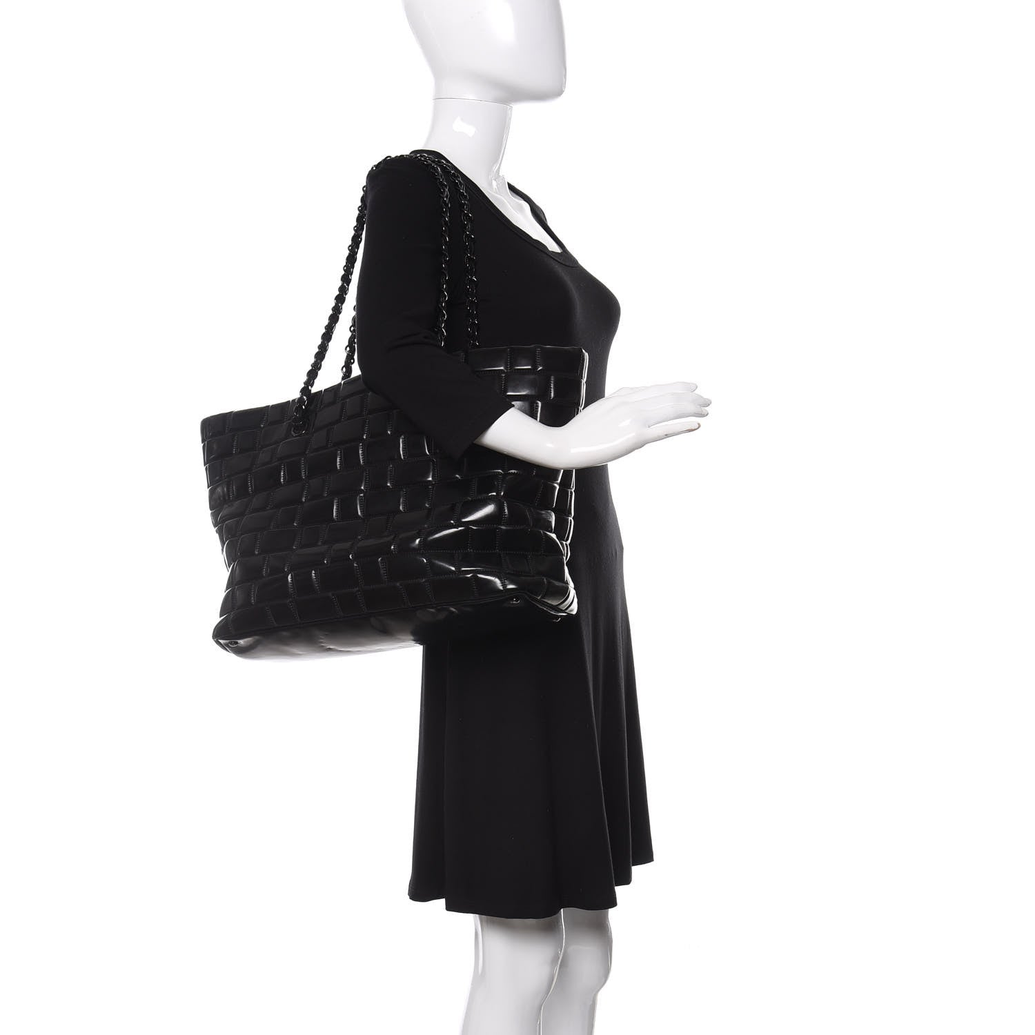 Chanel Vinyl Quilted Frozen Shopping Tote Black 2 of 15