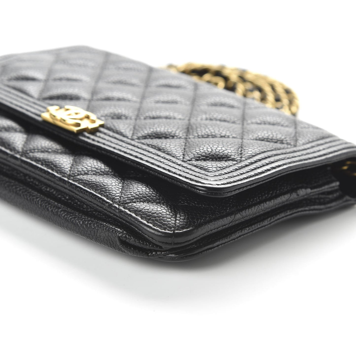 Caviar Quilted Boy Wallet On Chain WOC Black
