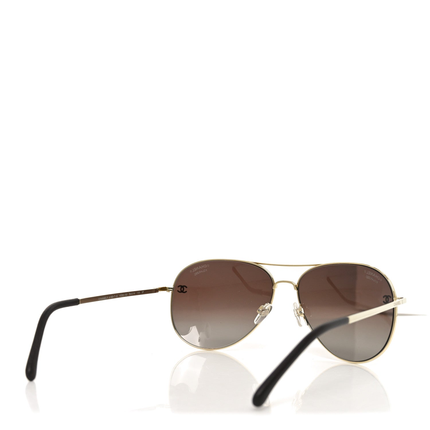 Chanel Aviator CC Sunglasses 4189-T-Q Gold 4 of 7