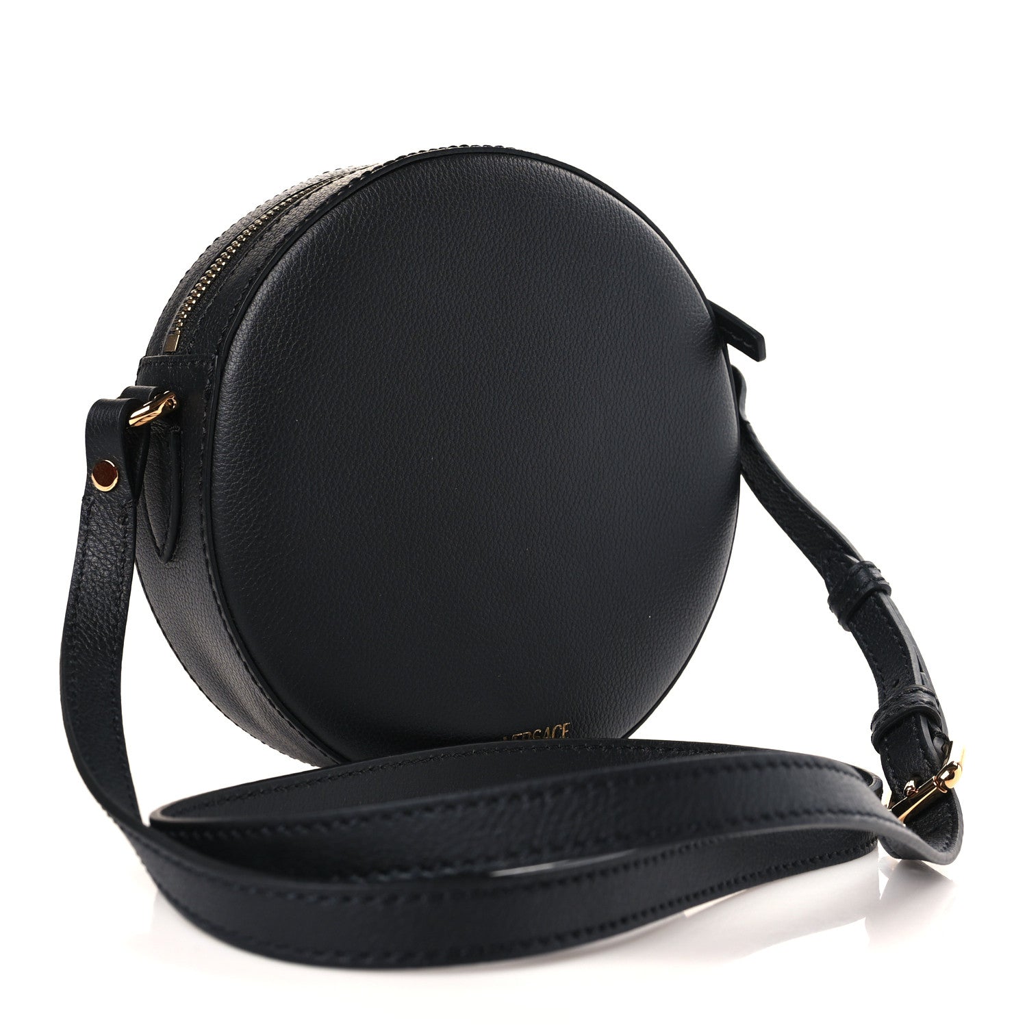 Versace Grained Calfskin Mini La Medusa Disco Round Crossbody Bag Black 3 of 8