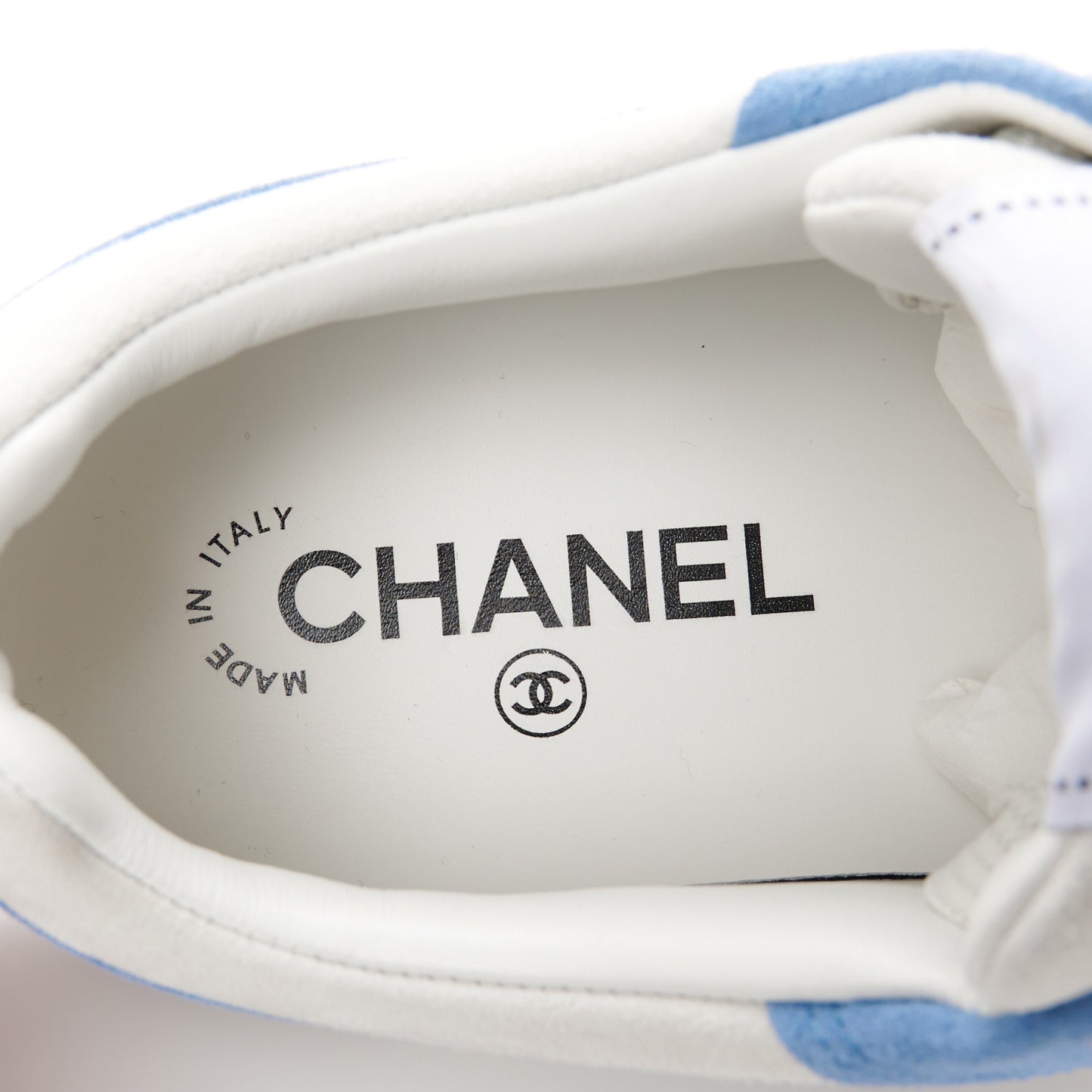 Suede Kidskin Womens CC Sneakers 37.5 White Blue