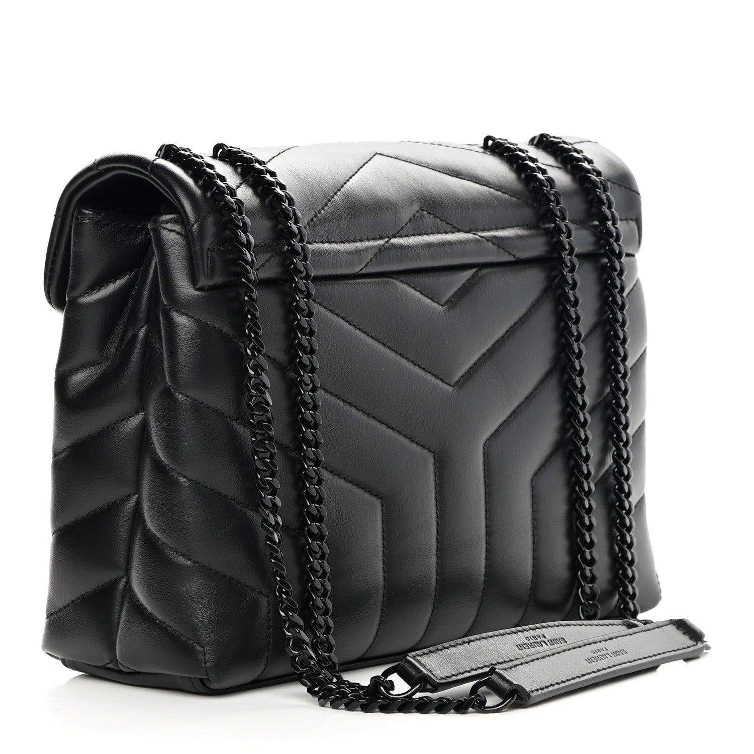 Saint Laurent Calfskin Y Quilted Monogram Monochrome Small Loulou Chain Satchel Black 3 of 10