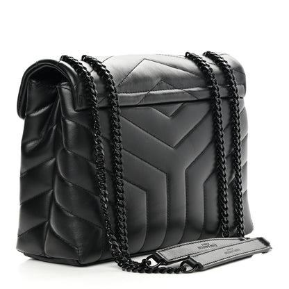 Saint Laurent Calfskin Y Quilted Monogram Monochrome Small Loulou Chain Satchel Black 3 of 10