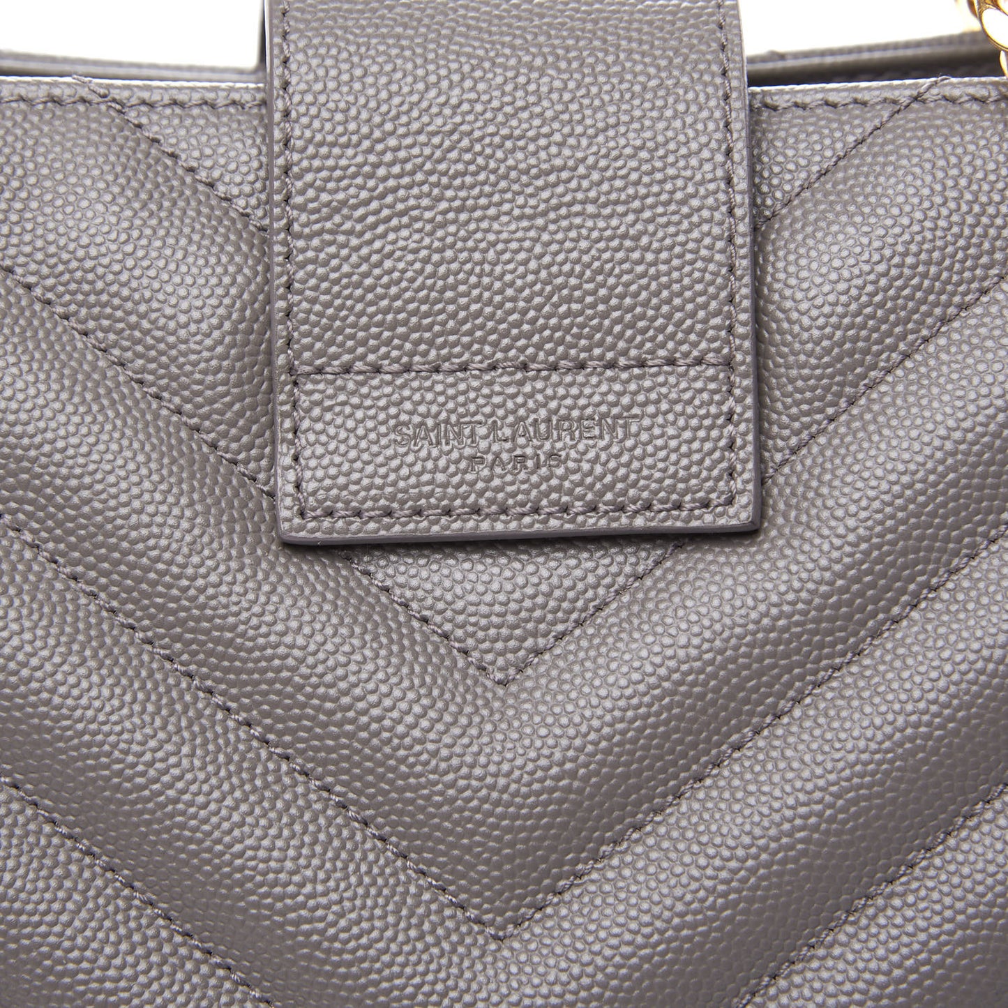 Grain De Poudre Matelasse Chevron Monogram Shopping Bag Fog