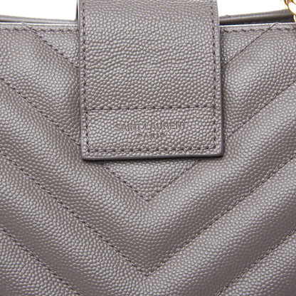 Saint Laurent Grain De Poudre Matelasse Chevron Monogram Shopping Bag Fog 14 of 14