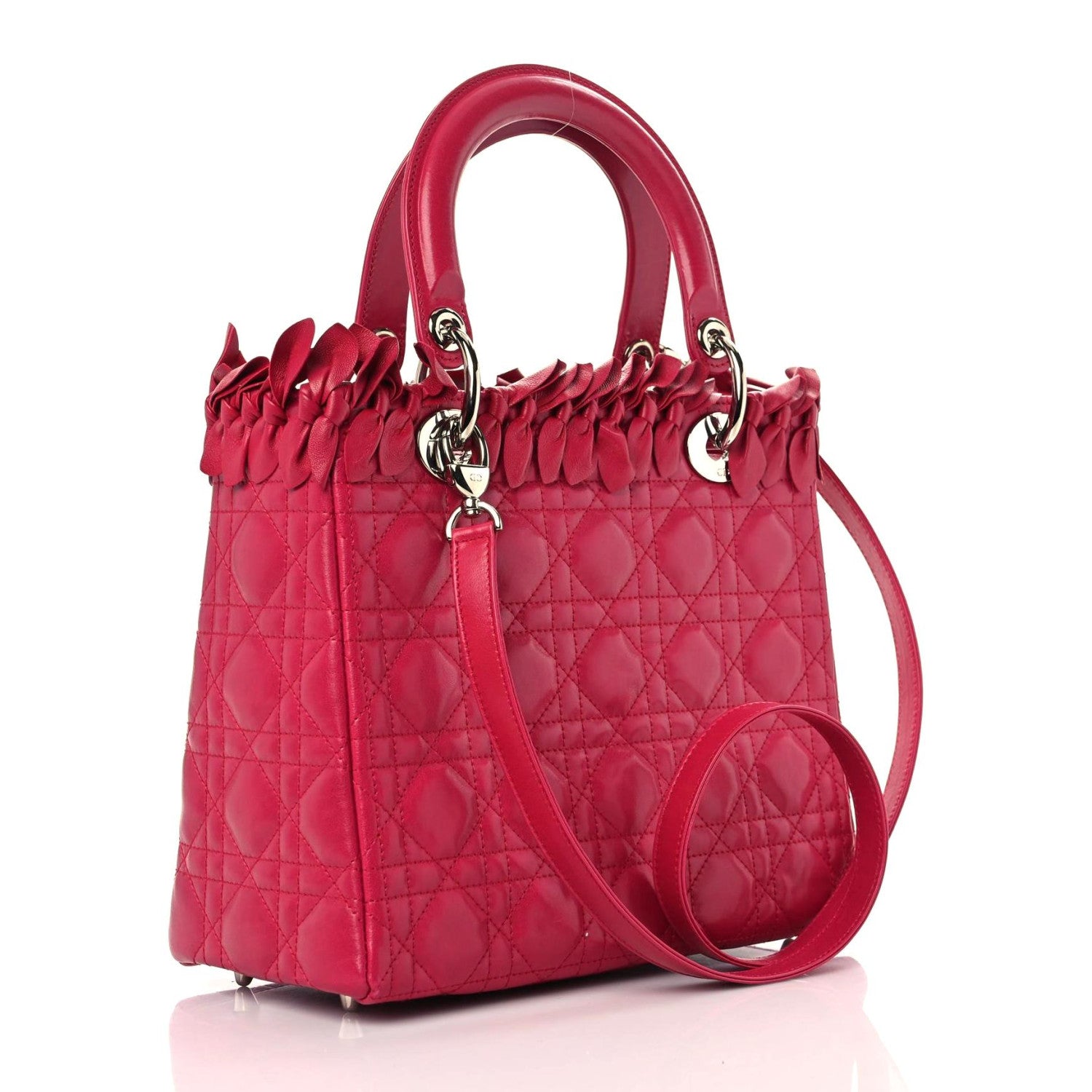 Christian Dior Lambskin Cannage Bow Medium Lady Dior Fuchsia 3 of 12