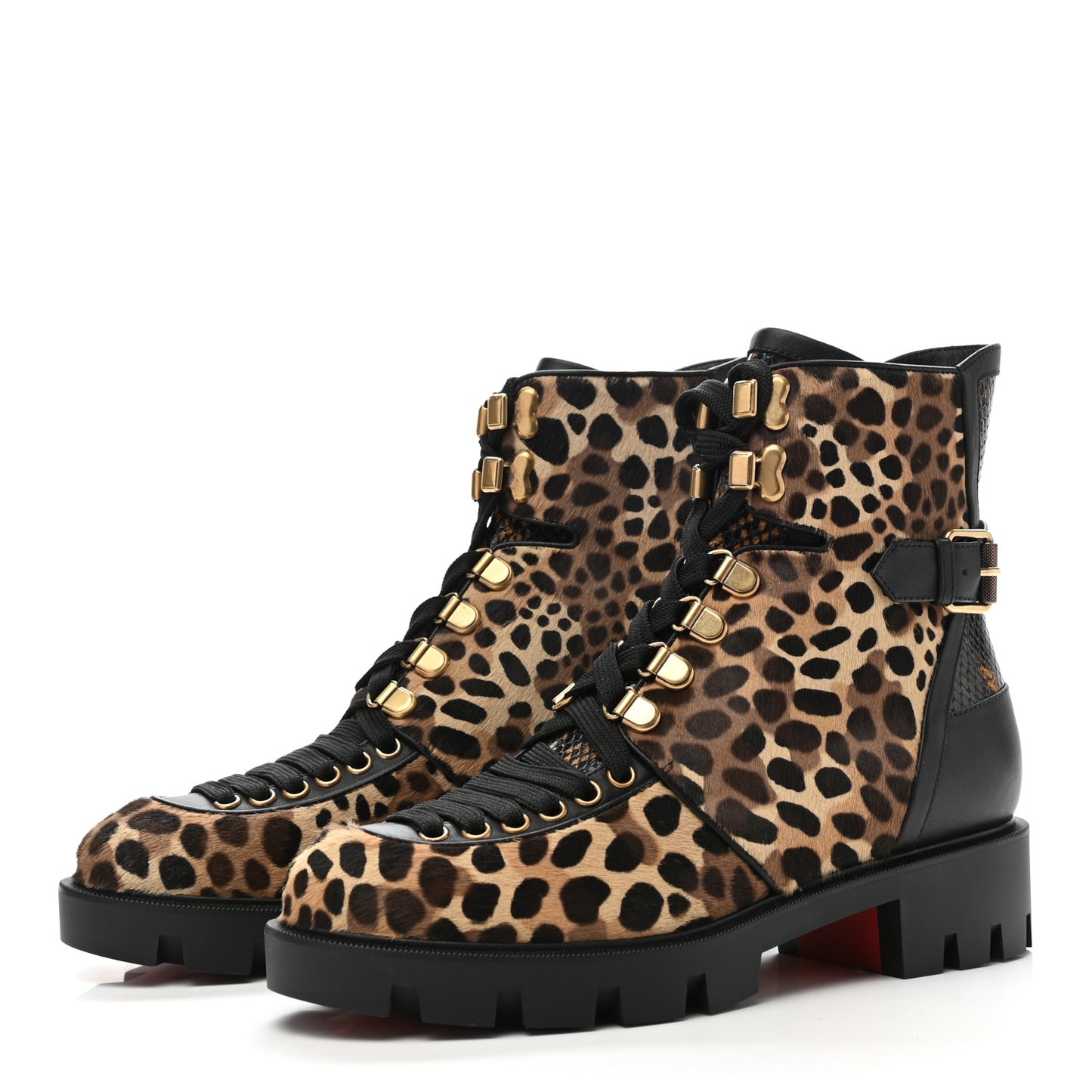 Pony Hair Calfskin Macademia Biker Boots 38 Black