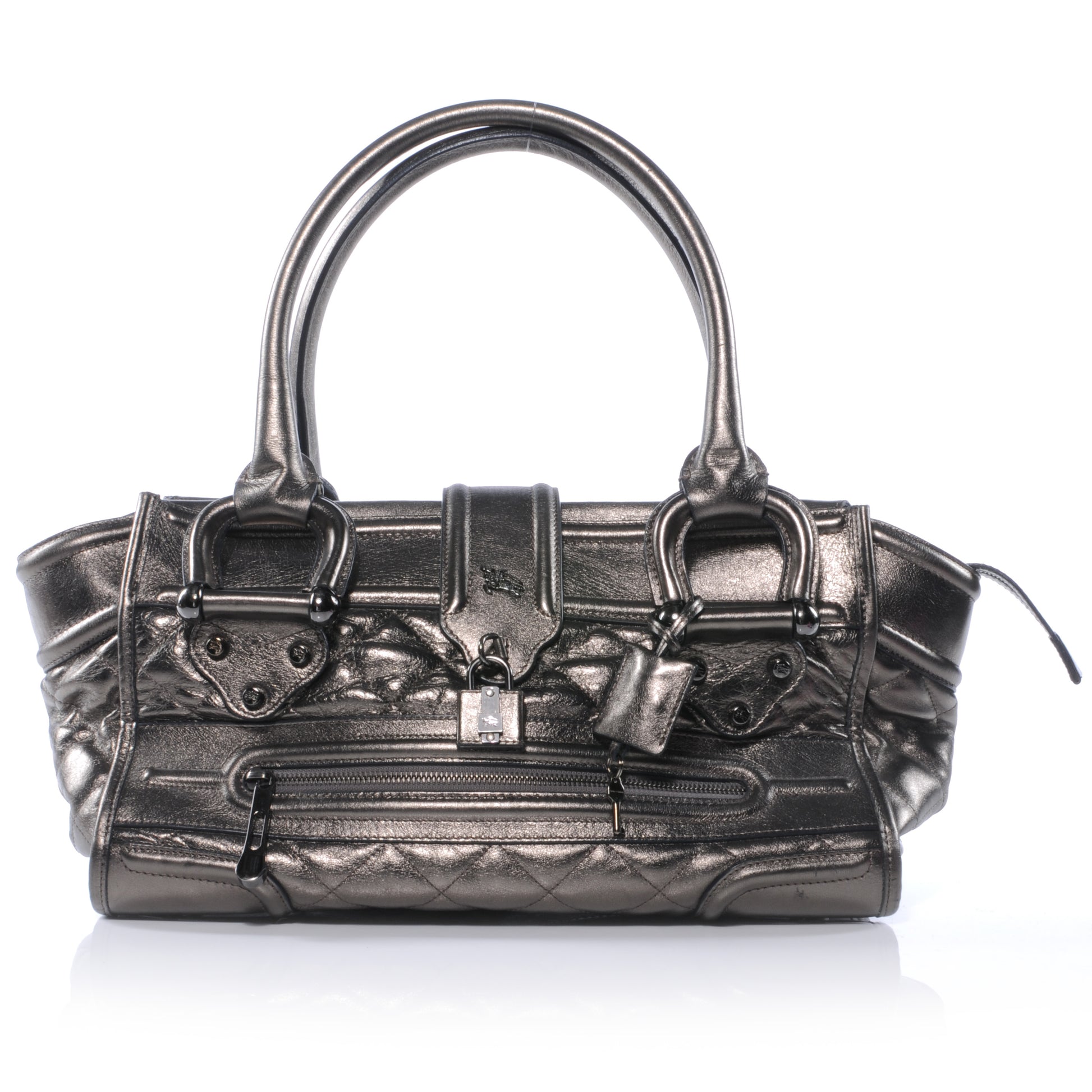 Burberry Leather Quilted Large Manor Tote Nickel 1 of 9