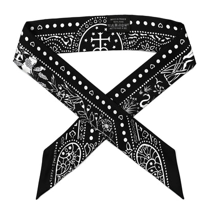 Hermes Silk Peuple Du Vent Bandana Twilly Black White 1 of 5