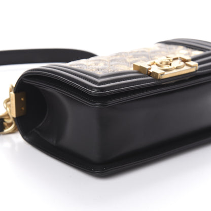 Chanel Metallic Crumpled Goatskin Small Boy Flap Black Gold 9 of 10