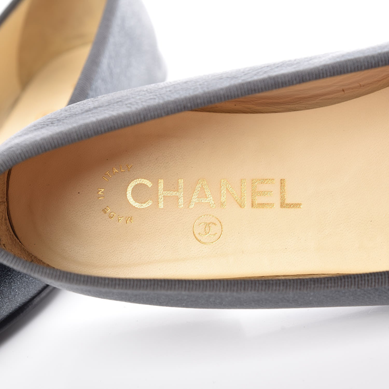 Chanel Metallic Calfskin Cap Toe CC Ballerina Flats 38.5 Silver 5 of 18