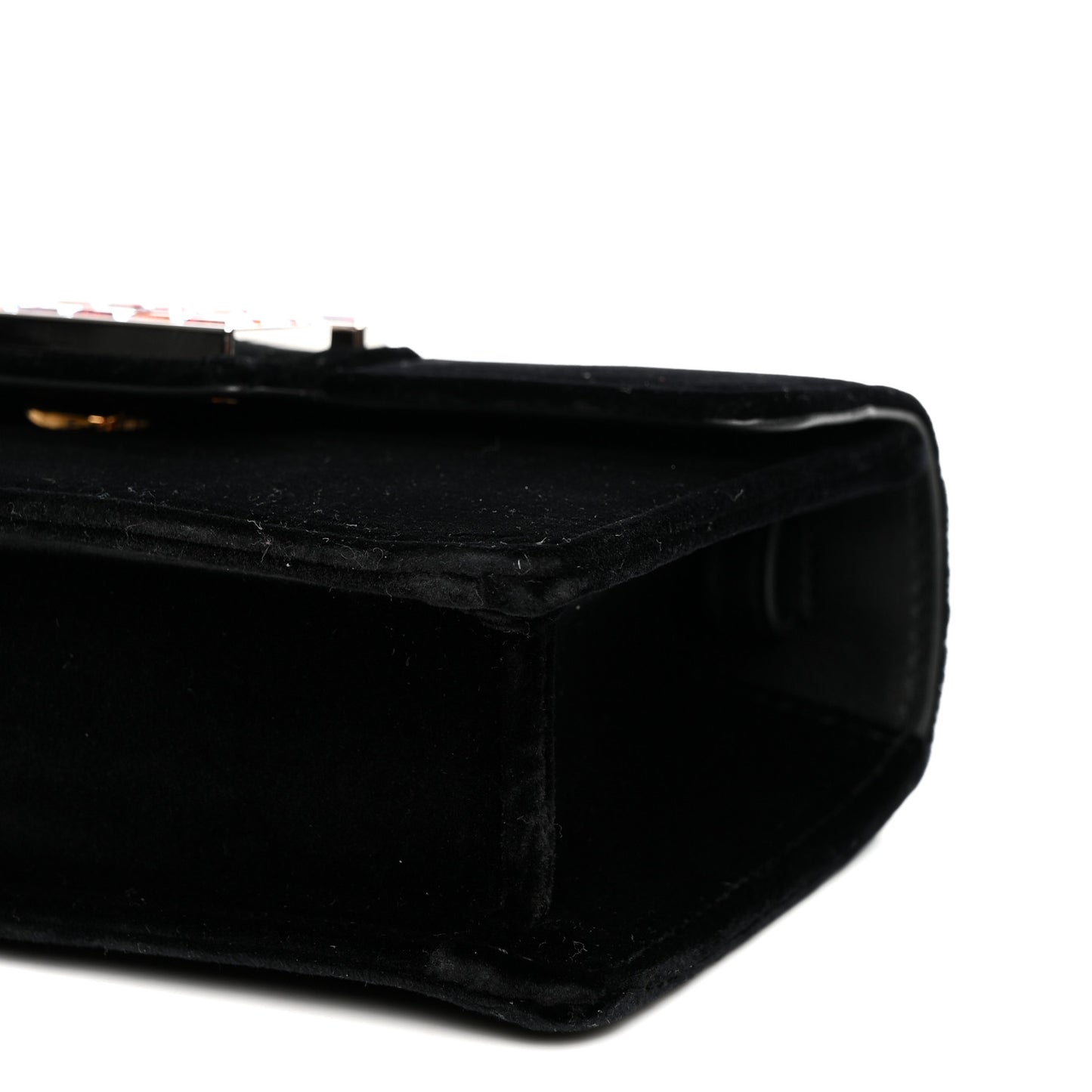 Velvet Crystal Square G Shoulder Bag Black