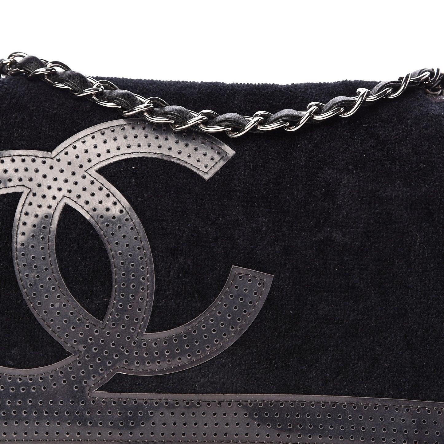 Terry Cotton PVC Perforated CC Flap Black