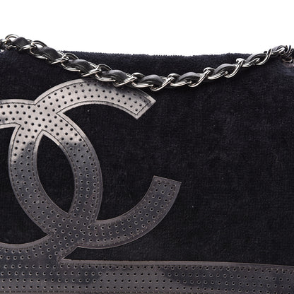 Chanel Terry Cotton PVC Perforated CC Flap Black 8 of 10