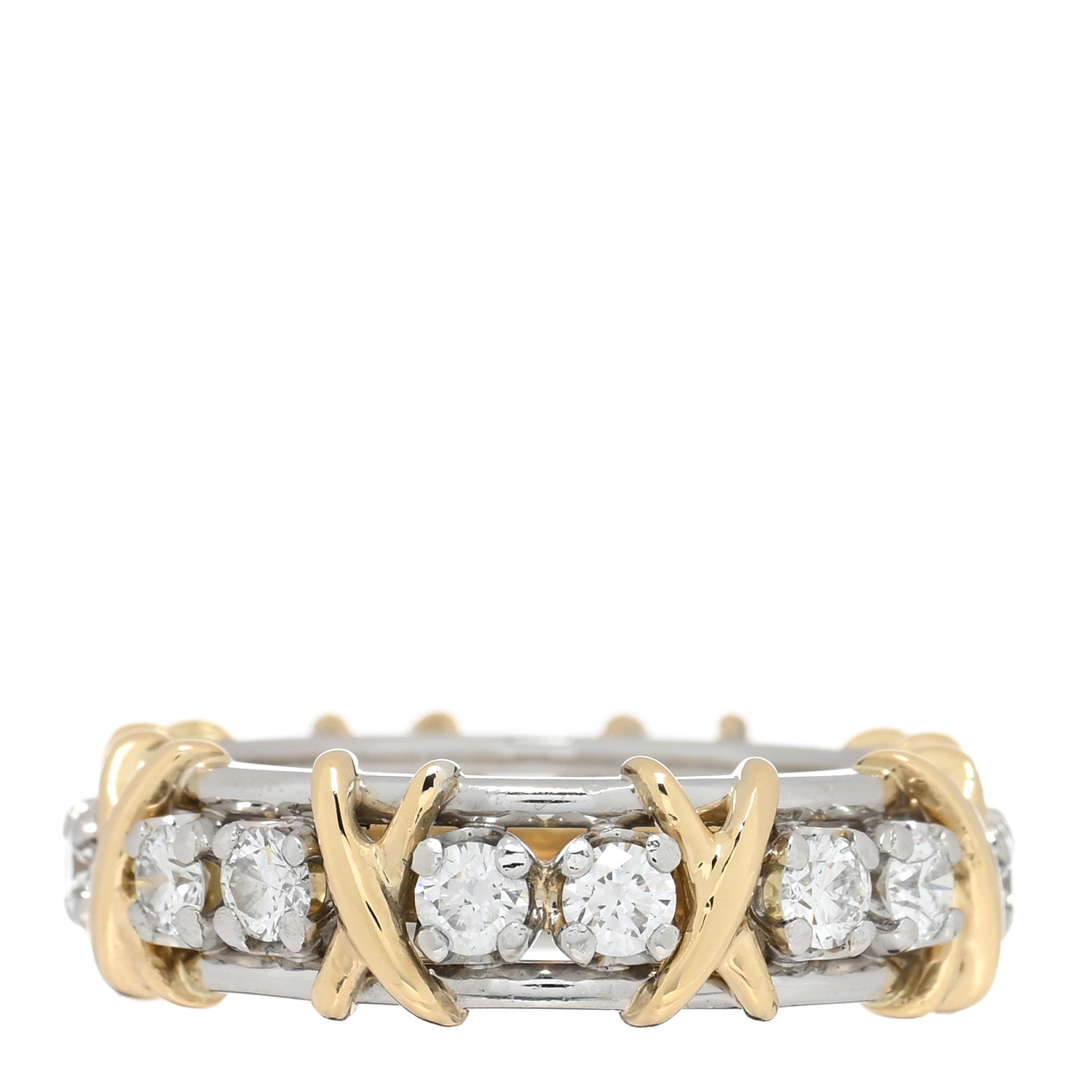 Tiffany Platinum 18K Yellow Gold Diamond Schlumberger Sixteen Stone Ring 56 7.5 1 of 5