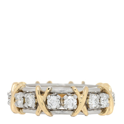 Tiffany Platinum 18K Yellow Gold Diamond Schlumberger Sixteen Stone Ring 56 7.5 1 of 5