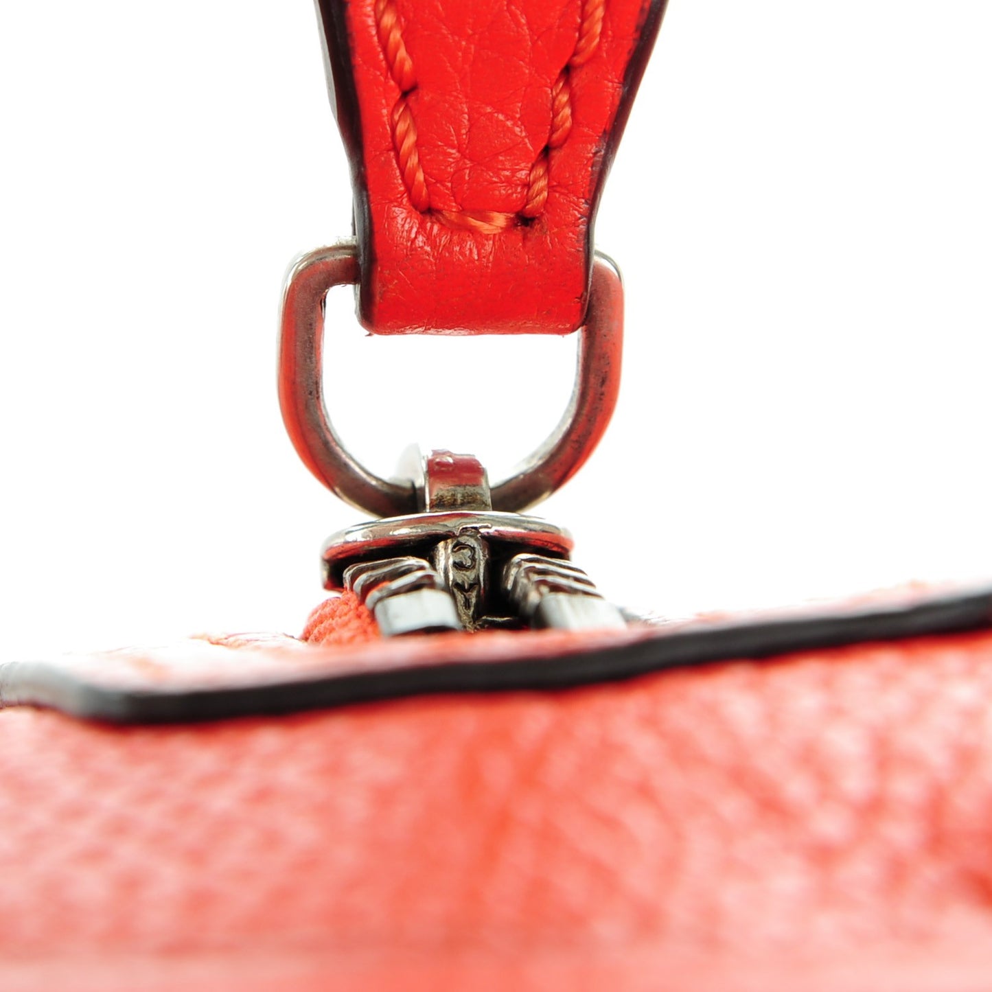 Drummed Calfskin Nano Luggage Vermillion