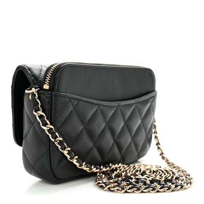 Chanel Caviar Quilted Flap Phone Holder With Chain Black 3 of 14