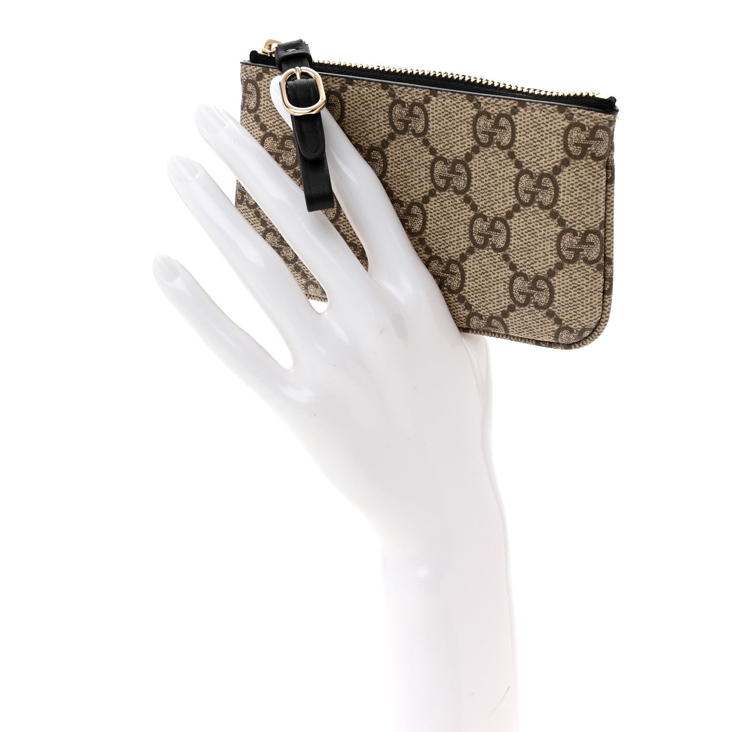 Gucci GG Supreme Monogram Selleria Key Case  Beige Black 2 of 8