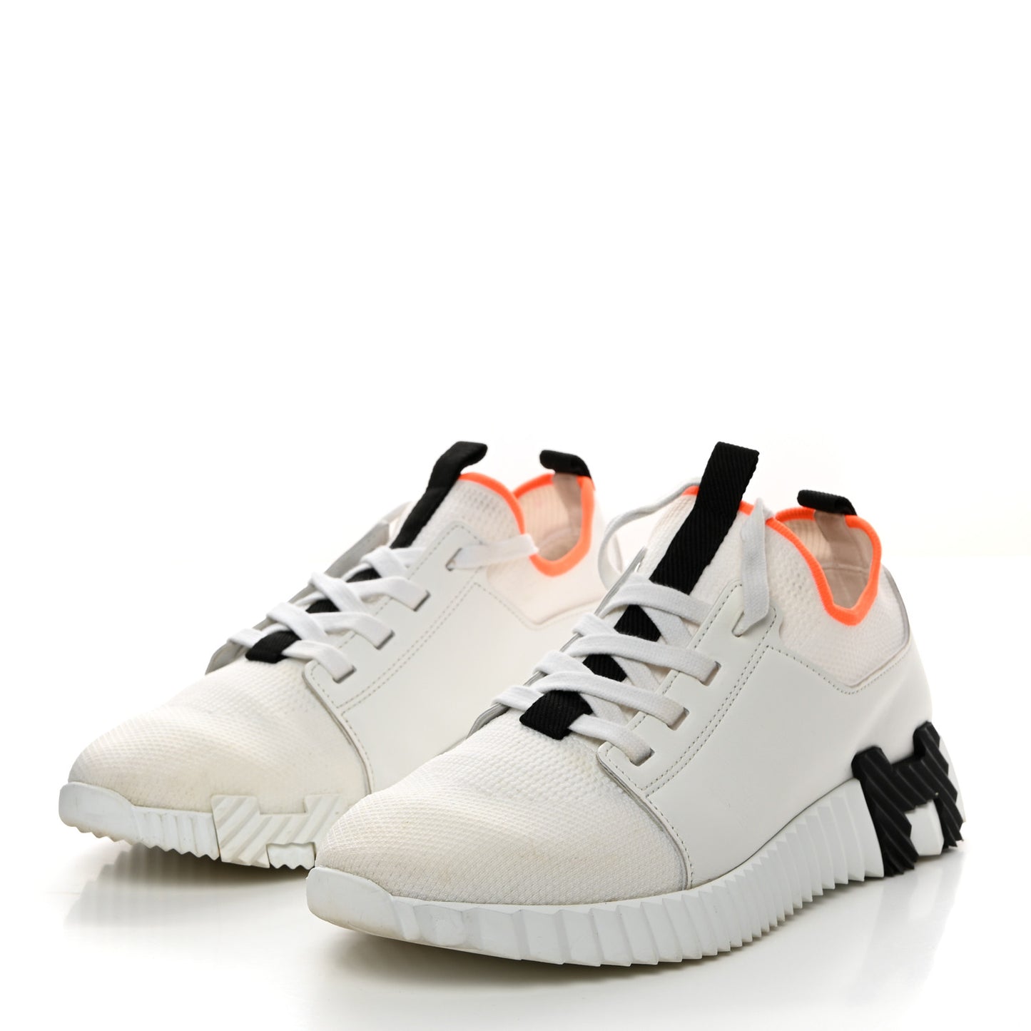 Knit Calfskin Depart Sneakers 38 White