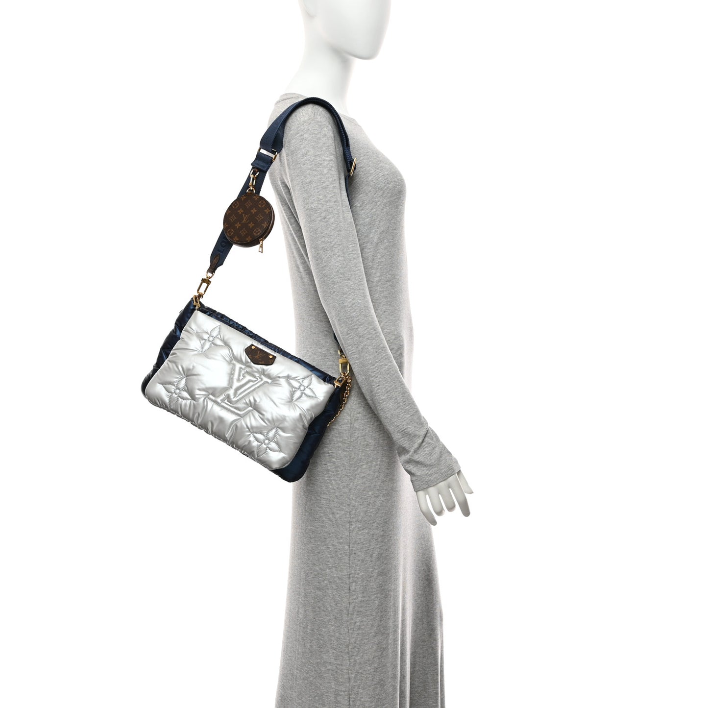 Econyl Monogram Pillow Maxi Multi Pochette Accessories Navy Silver