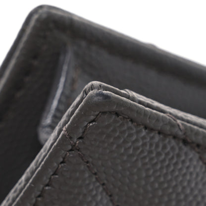 Saint Laurent Grain De Poudre Matelasse Chevron Monogram Envelope Chain Wallet Coal 14 of 17