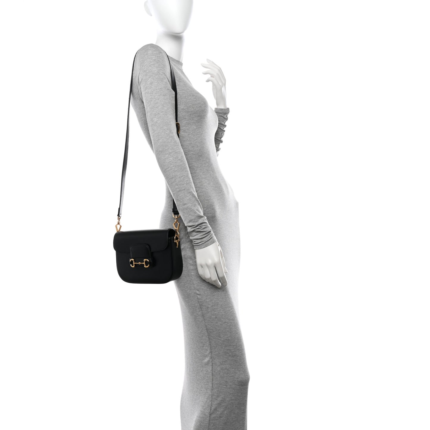 Azalea Calfskin Web Mini Horsebit 1955 Shoulder Bag Black