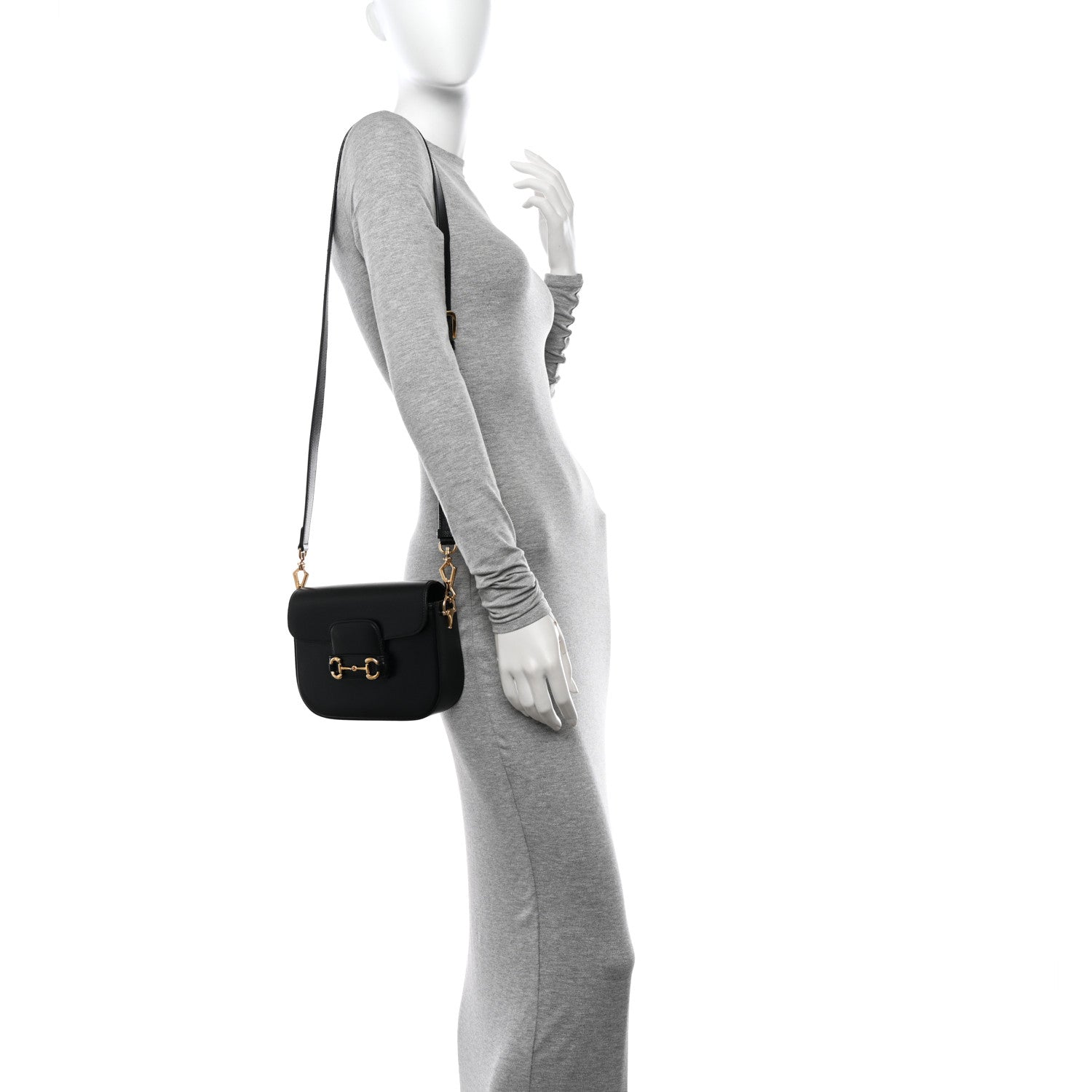 Gucci Azalea Calfskin Web Mini Horsebit 1955 Shoulder Bag Black 2 of 14