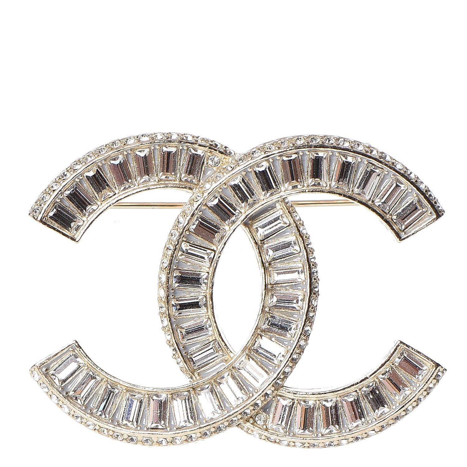 Chanel Baguette Crystal CC Brooch Gold 1 of 5