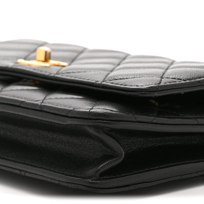 Chanel Shiny Lambskin Quilted CC Turnlock Chic Pearl Wallet on Chain WOC  Black 11 of 11