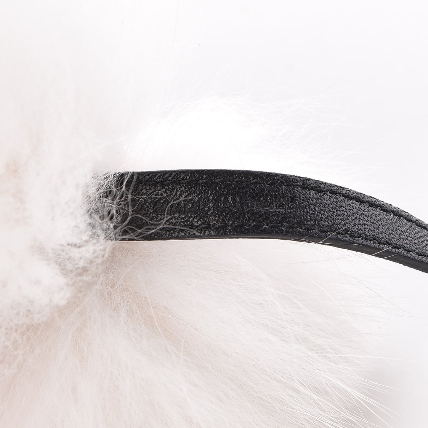 Fox Fur Polka Dot Pom Pom Bag Charm White
