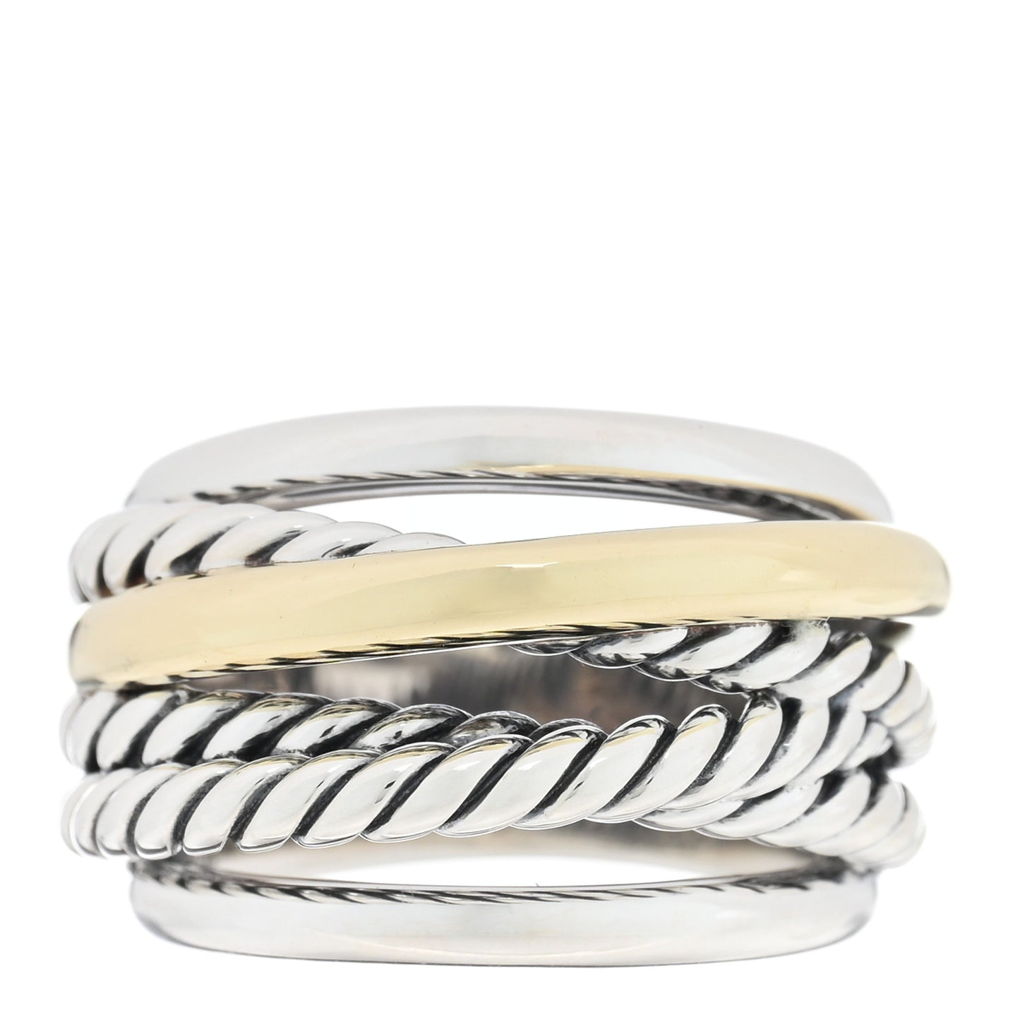 Sterling Silver 14K Yellow Gold Narrow Crossover Ring 52 6