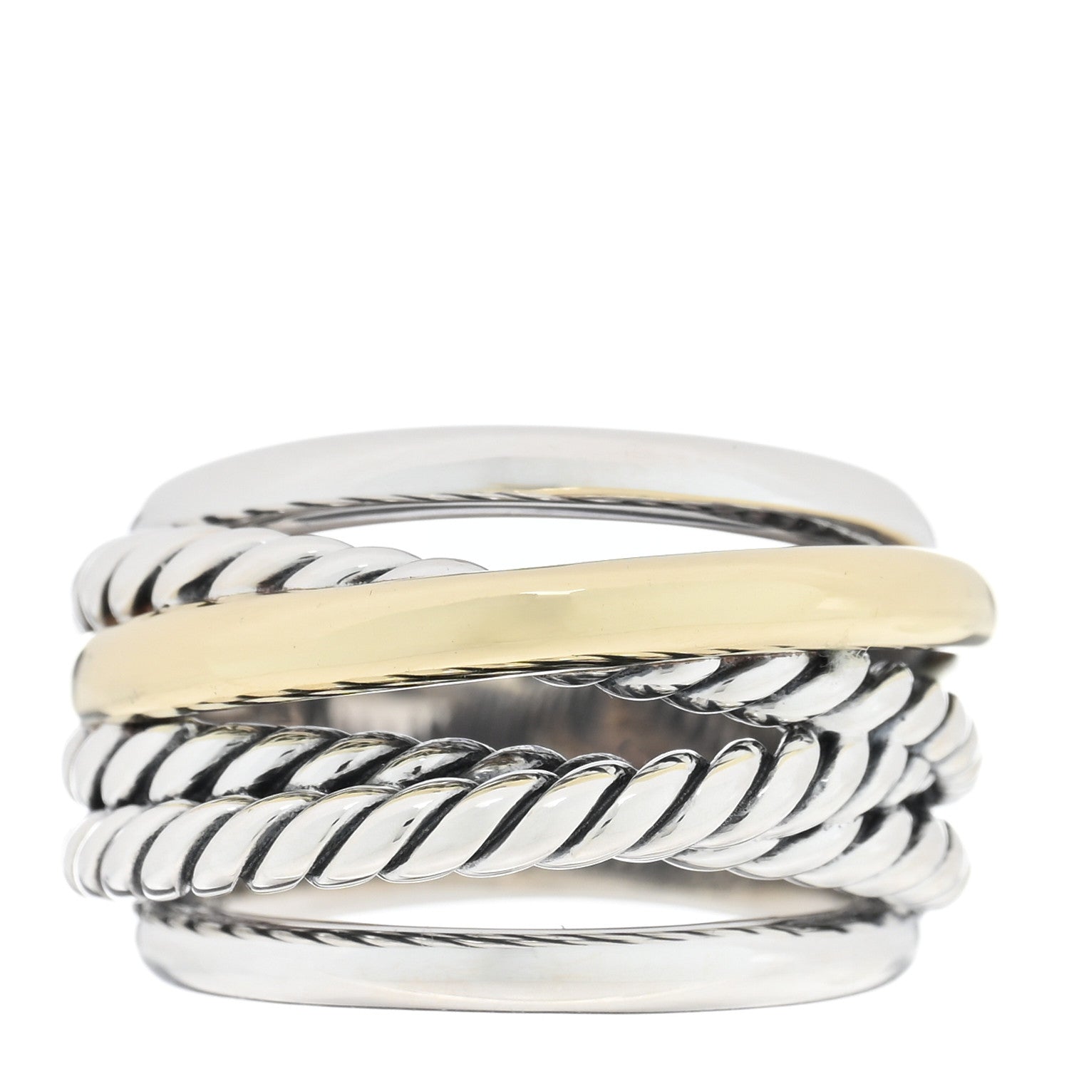 David Yurman Sterling Silver 14K Yellow Gold Narrow Crossover Ring 52 6 1 of 4
