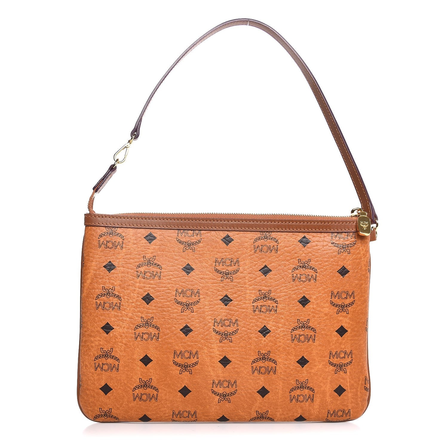 MCM Visetos Liz Shopper Tote Pouch Cognac 1 of 7