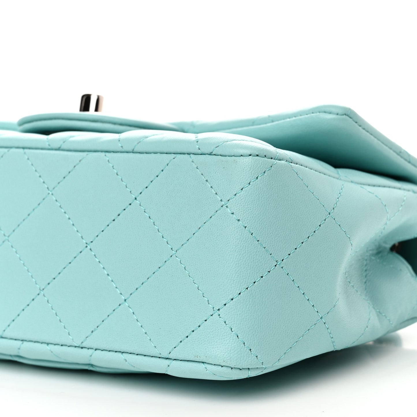 Lambskin Quilted Mini Rectangular Flap Light Blue