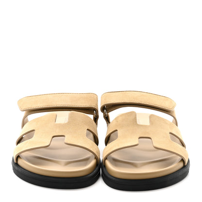 Hermes Suede Goatskin Womens Chypre Sandals 37 Beige Sable 3 of 10