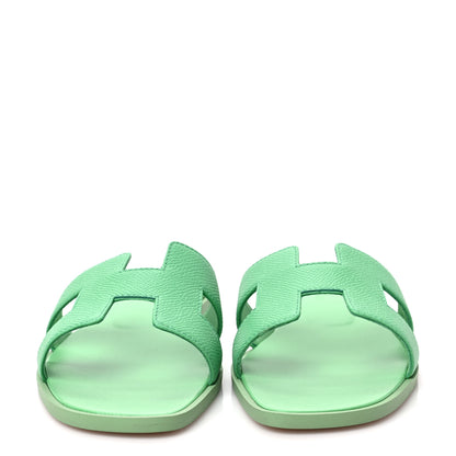 Hermes Epsom Oran Sandals 37 Vert Pomme 2 of 9