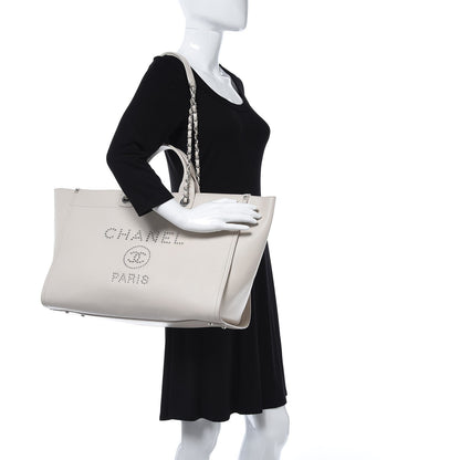 Chanel Caviar Extra Large Studded Deauville Tote Ivory 3 of 12