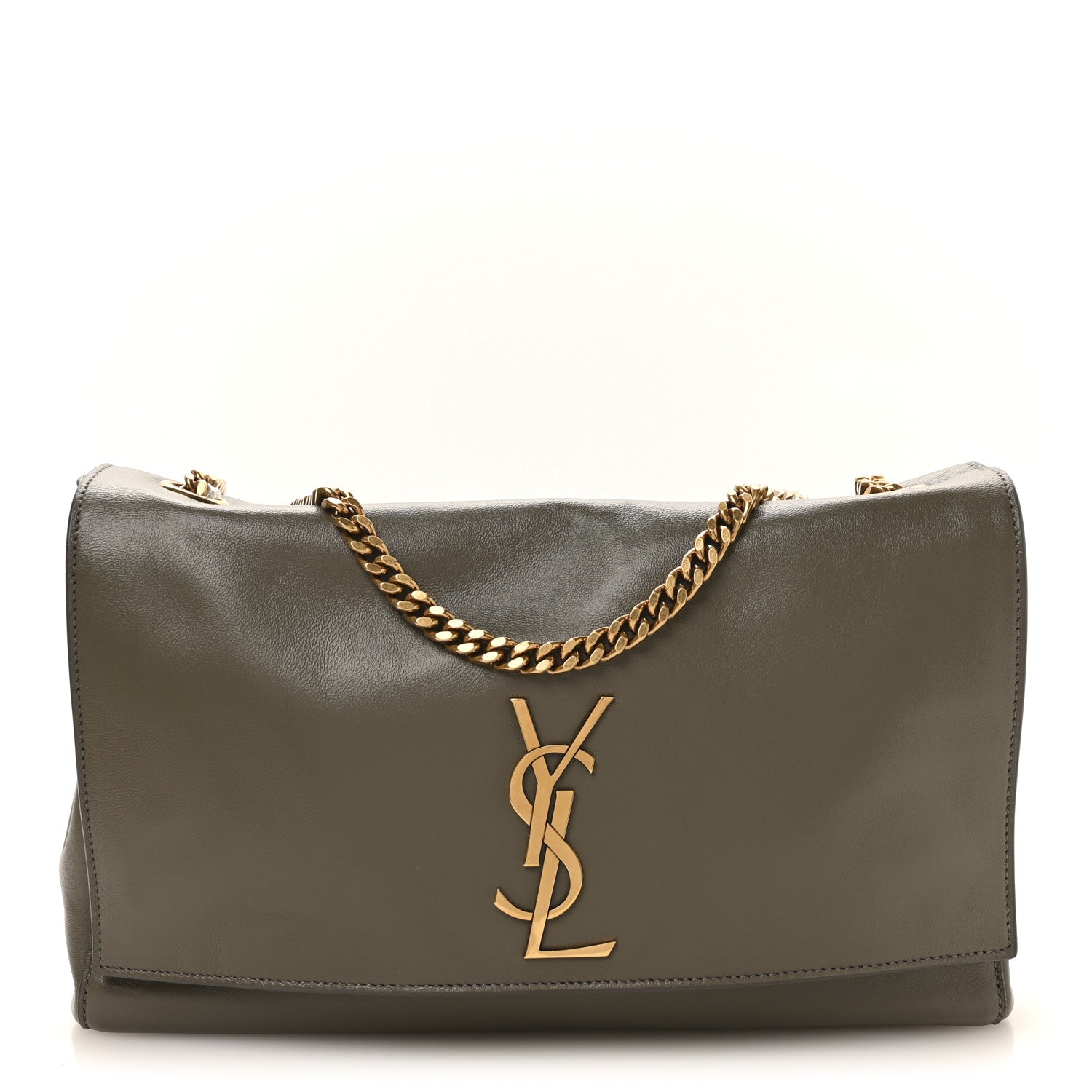 Saint Laurent Smooth Calfskin Suede Medium Reversible Monogram Kate Satchel Olive 1 of 18